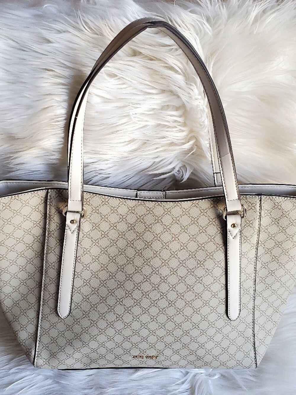 Nine West Cream Patterned Tote Bag